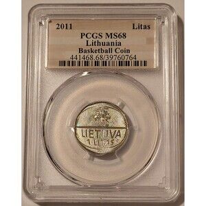 Lithuania 2011 Litas European Basketball Championship MS68 PCGS